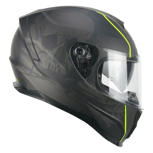 Casco Moto Integrale CGM 321S ATOM SKULL Nero Giallo fluo opaco