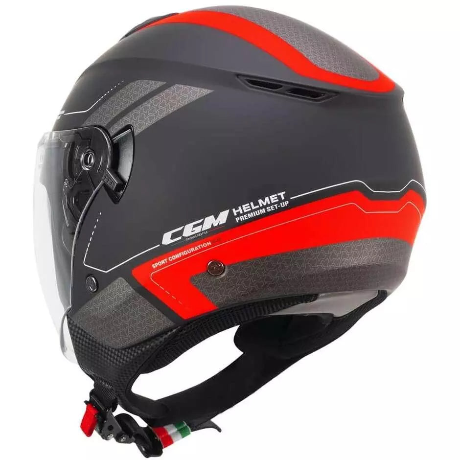 Casco Moto Jet CGM 126G IPER CITY Nero Rosso opaco cgm 126g iper city