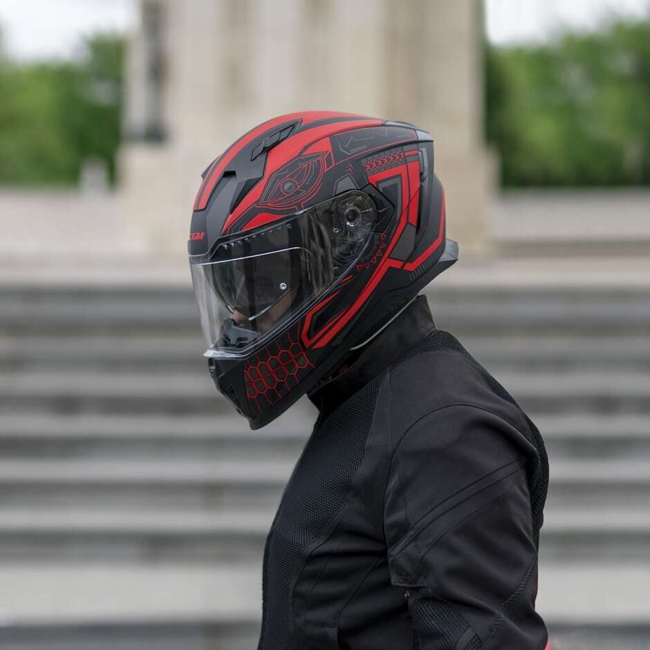 Casco integrale da moto CGM 311M BLAST MAYA Nero Rosso Opaco